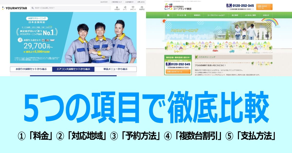 ユアマイスターとコープ（生協）のエアコンクリーニング比較